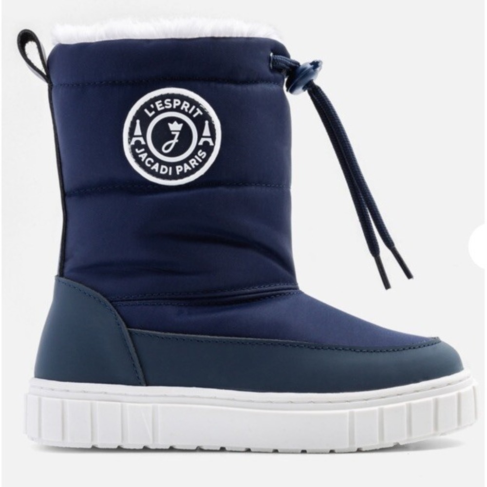 Jacadi winter snow ski warm fur lined waterproof boots navy blue us 11.5, eu 28